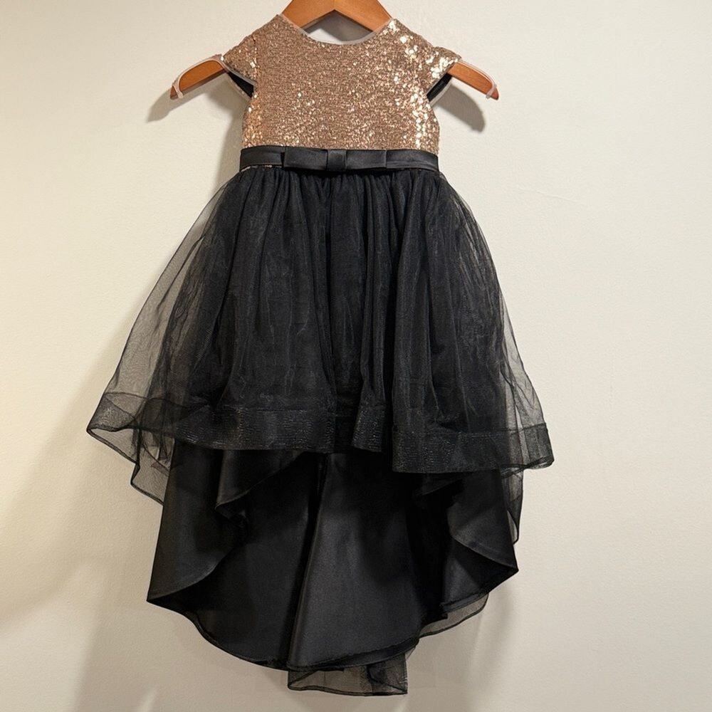 JJs House Girls Dress with Copper Gold Sequins and‎ Black Skirt Size 3